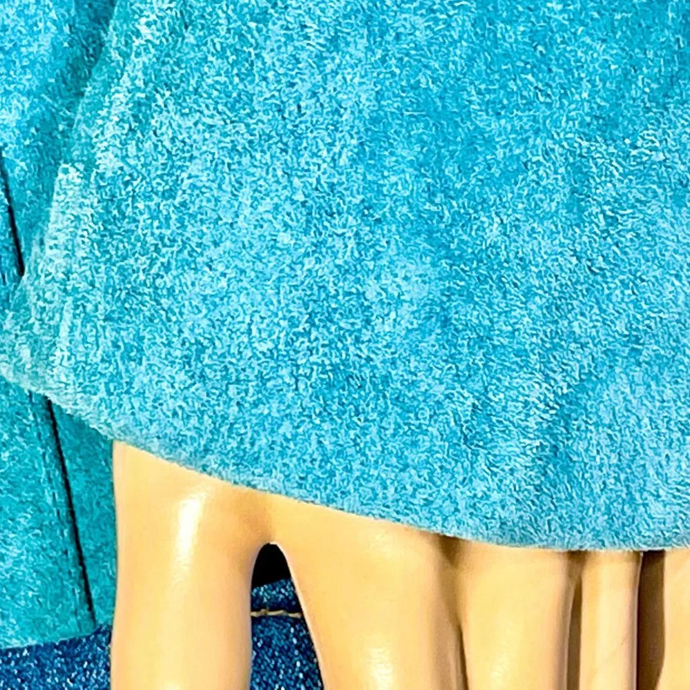 ⭐️HP⭐️RED VALENTINO▪️Light Aqua Blue Seamed Retro Suede Leather Jacket - Picture 5 of 9